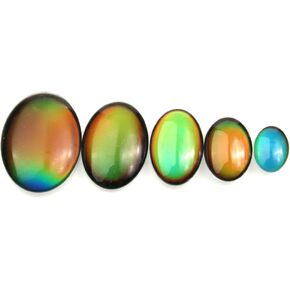 10 Pcs Oval cabochon Beads, Changing Color Mood Charm Glass Loose Beads no Hole for Jewelry Making Ornaments