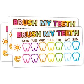 50 Pcs Brush My Teeth Reward Cards,Educational Teeth Brushing Chart,Teeth Brushing Weekly Tracker Behavior Finish Cards (2x3.5 Inch)