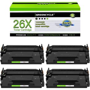 greencycle Compatible Toner Cartridge Replacement for HP 26X CF226X for Laserjet Pro M402n M402dn M402dw M402dne, MFP M426fdw M426fdn Printer Enhanced Version (Black, 4-Pack)