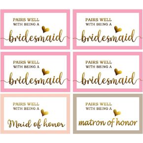 Pairs Well with Being a Bridesmaid Proposal Stickers,3.5x2 inch Mini Champagne Bottle Labels,60 Pcs Per Pack