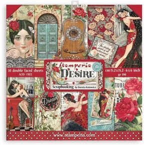 Stamperia Scrapbooking Pad-Desire, 6 x 6, Multicoloured