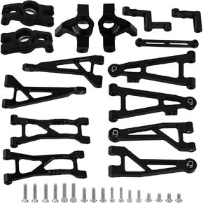 Aluminum A Arm Steering Components Steering Block Replacement Full kit for 1/16 H16BM H16GT H16DR H16 MJX 16207 16208 16209 16210 Hyper GO RC Car Metal Upgrade Parts (Titanium)