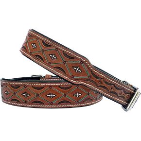 Leather Dog Collar Western Style Heavy Duty Padded for Puppies and Big Dogs 10AB121-S