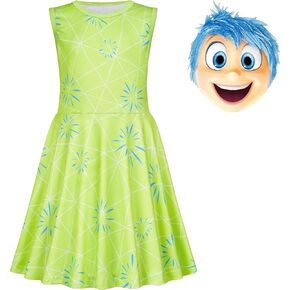 Girls Joy Costume Dress with Mask Movie Outfits Dress Up Halloween Party