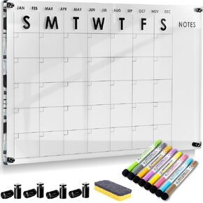 Oversize Premium Acrylic Calendar for Wall | Ultra-Thick Clear Dry & Erase Board | Large 36"x24" | Home Office Monthly Glass Family Planner Plexiglass Guard Whiteboard GUARDMATE