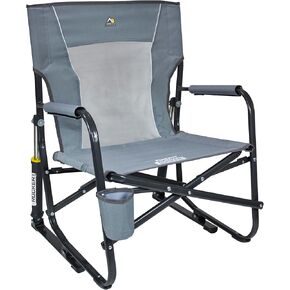 GCI Outdoor Freestyle Rocker XL كرسي هزاز محمول قابل للطي، كرسي تخييم خارجي مع طاولة جانبية