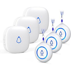 Wireless Caregiver Pager, Medical Alert Systems with 3 Call Buttons and 3 Receivers for Seniors/Elderly at Home, Emergency Panic SOS Call Bell, Nurse Calling & Patient Assistance Alert