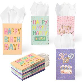 36 Pack 10'' Medium Pink Leopard Cheetah Print Paper Gift Bags with Handles and Pink Tissue Paper for Birthdays, Bridal Showers, Wedding Party Favors, Boutiques, 10x8x4 Inch (2 Assorted Designs)