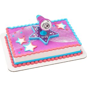 DecoSet® Super Star Cake Topper, Microphone Cake Decoration With Echo Microphone And Star Base, For Birthday And Celebrations, Food Safe