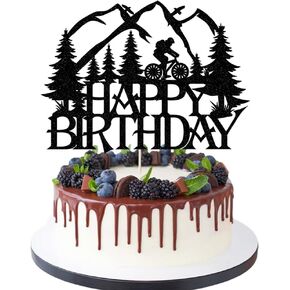 Sleyberoy Wolf Happy Birthday Cake Topper - Timberwolf Glitter Full Moon Cake Topper - Jungle Wild Animal theme Party Decor Supplies (wolf)