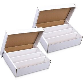 (2) Premium 3200 Count Storage Box 4 Row Monster - 200 Pound Test Strength - Trading Card Cardboard Box For Football, Basketball, Baseball & Gaming Cards - 2 Boxes - MADE IN THE USA