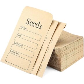 100 Pcs Seed Envelopes Resealable Self Sealing Seed Envelope Seed Packets 3.15 x 4.72 Inch Seed Saving Envelopes with Preprinted Seed Collecting Template for Collection of Seeds (Yellow, Stylish)
