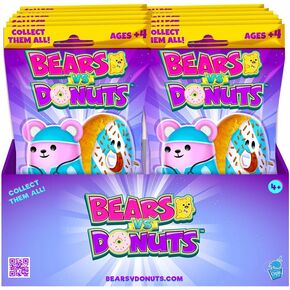 Bears vs Donuts™ - Fuchsia Asst B 12 Pack | 4" Bean-Filled Mystery Plushies |From the VS World! (Characters will vary)