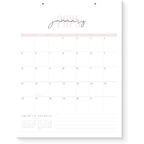 Karto Versatile Calendar 2025 - Vertical 8.5x11 inch Runs Until June 2026 - Boost Your Productivity and Easy Planning with the Aesthetic Monthly Calendar - Two Font Pink