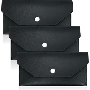 3 PCS Black Cash Envelopes Wallet, Small Money Pouch, Money Wallet Organizer for Cash Leather Envelope for Money Receipt Cash Budget Holder (Black)