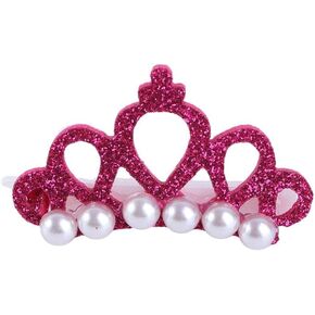 1 Pc Pet Small Dogs Cat Faux Pearl Crown Shape Bows Hair Accessories, Pets Hair Clips Dog Accessories DIY Pet Grooming Supplies Apparel Accessories (Rose Red)