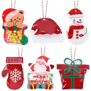 SEPGLITTER Christmas Gift Bags, 36 Pcs Christmas Candy Bags with Ziplock Cute Special-Shaped Goodie Bags Christmas Treat Bags and Hanging Rope(6 Styles)