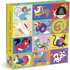 Mudpuppy Chinese Zodiac – 500 Piece Family Jigsaw Puzzle Featuring Colorful Illustrations of The 12 Animals Represented in The Chinese Zodiac