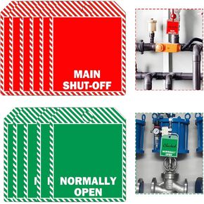 Main Shut-Off Sign Normally Open Valve Tag 3 x3.5 - Plastic Valve Identification Tag Stamped Plumbing Double Sided Inspection Label