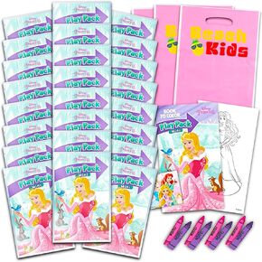 Disney Princess Party Favors for Girls - Bundle with 24 Princess Mini Play Packs Including Coloring Pages, Stickers, Coloring Utensils and Tattoos