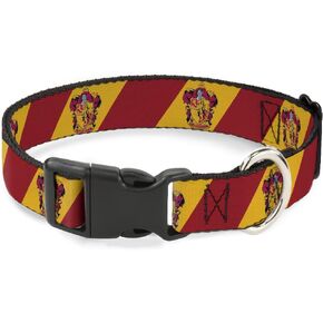 Buckle-Down Dog Collar Plastic Clip Gryffindor Crest Diagonal Stripe Gold/Red 15 to 24 Inches 1.0 Inch Wide