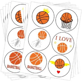 Basketball Labels Stickers, 1.5 inch Round Basketball Sport Party Supplies Decorations Bag Favors Stickers, Jar Containers Letter DIY Labels Decals (500Pcs)