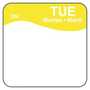 DayMark Day of The Week 1" x 1" Dissolvable Label, TUE (Roll of 500)