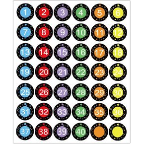 1-40 Numbers Round Labels Stickers, 1 Inch Self-Adhesive Small Number Stickers Colorful Border Round Stickers for Classroom, Office, Organizing Inventory Storage (504Pcs)