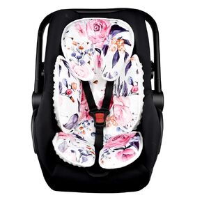 Baby Car Seat Head Support for Newborn,Pea Pod 2 in 1 Infant Car Seat Head Body Support for Girls Extra Soft Breathable Baby Car Seat Cushion Insert for Strollers, Swings, and Bouncers, Daisy