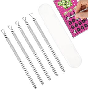 5PCS Lottery Ticket Scratcher Tool Silver Metal Scratch off Tool, Multi-use Lotto Scratcher Tool Aid, Save Your Arthritic Hands, For Tickets Stickers Labels Films Flawless Reveals