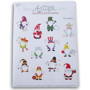 Holiday Gnomes Embroidery Pattern - 18 x 24 Inch, 12 Designs