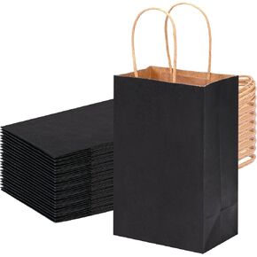OUTUXED 60pcs Paper Bags, 5.25x3.2x8 Inches Gift Bags, Brown Small Paper Gift Bags with Handles Bulk for Shopping, Birthday, Wedding, Business Party