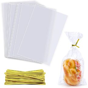 OYAVISR Resealable Clear Cellophane Bags Self Adhesive 6x10 100 Pcs Self Sealing Cookie Bags Candy Bags Treat Bags Gift Bags Plastic Cello Bags for Favors Opp Bag Plastic Packing Bags