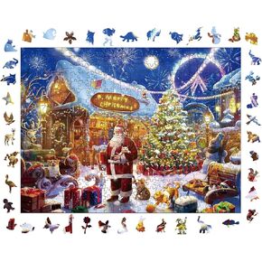 Wooden Puzzles for Adults, Christmas Wooden Puzzle 500 Pieces, Irregular Animal Shaped Wood Puzzles Adult, Unique Wooden Jigsaw Puzzles, Creative Ghristmas Gifts for Teenagers and Adults