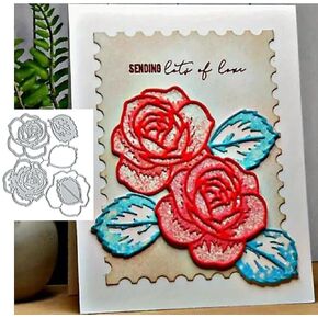 Rose Flower Leaf Metal Die Cuts,Rose Flower Leaf Cutting Dies Cut Stencils DIY Scrapbooking Decorative Embossing Paper Scrapbooking Card Making, silver