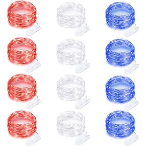 12 Pack Battery Operated Fairy String Lights 7 Feet 20 Led Waterproof Silver Wire Firefly Starry Moon Lights for Bedroom DIY Party Wedding Patio Christmas