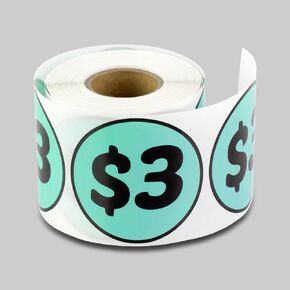 25 Dollar Sticker Labels - Perfect for Sales, Garage Sales, Dollar Stores - 300 Count Red Circle Label - 2 Inch Stickers