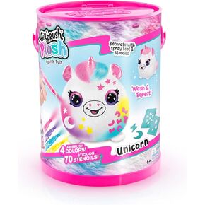 Canal Toys Personalize Airbrush Plush Medium Squishy Plush Unicorn! Decorate, wash, Repeat! Customize Your own Spray Art Plush with Markers, Airbrush Tool and 70+ Stencils. Ages 6+