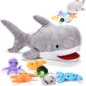 Wonder Products Shark Plush - Shark Stuffed Animal - Baby Shark Plush Animal Toy Toddler Stuffed Shark Plushie - Cute Cuddly Sea Animal for Kids- Decor and Children Gift - Soft Blue