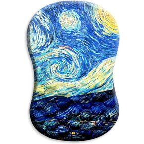 Ergonomic Mouse Pad with Massage Lift, Wrist Support Mouse Pad, Carpal Tunnel Pain Relief Mousepad, Full Memory Foam Mouse Mat for PCs, Laptops,and Travel (Van Gogh Starry Night)