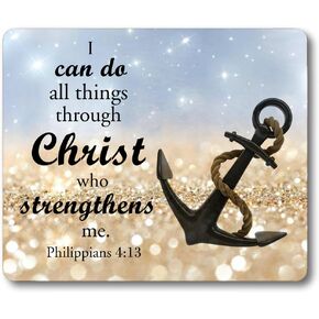 Bible Verse Quotes Mouse Pad Anchor Philippians 4:13 I can do All Things Through Christ who Strengthens me Non-Slip Rubber Mouse pad