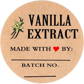 Vanilla Extract Labels, 2 inch Round Circle Kraft Paper Vanilla Extract Stickers for Vanilla Bottles,Homemade Kitchen Labels (500 Labels)