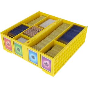 BCW Collectible Card Bin - Single Yellow | Storage Box for Trading Cards | Holds 3200 Cards | Includes 4 Card Storage Partitions | Loose Trading Card Storage for Pokemon, MTG, and Sports Cards