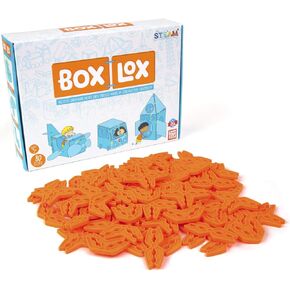 Atwood Toys Box Lox 98 pcs Creative Cardboard Building kit - Construction Toys for Girls and Boys Educational STEM (Neon Green Deluxe)