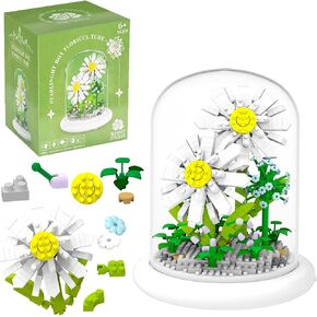 Flower Building Kits, 510 Pcs Mini Bouquet Building Blocks Sets,Forever Tulip Decorated Flower with Dust Cover,Mother's Day, Birthday