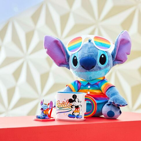 Disney Store Official Stitch Plush – Disney Pride Collection – Medium 12 1/2'' – Celebratory Rainbow Stuffed Toy for Fans in Saudi Arabia