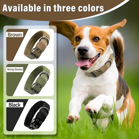 Heavy Duty Dog Collar, Tactical Dog Collar, Thick Dog Collar with Paracord Survival Bracelet, Heavy Duty Metal Buckle and Patches, Suitable German Shepherd, Pitbull, Rottweiler (Brown, XL) in Kuwait