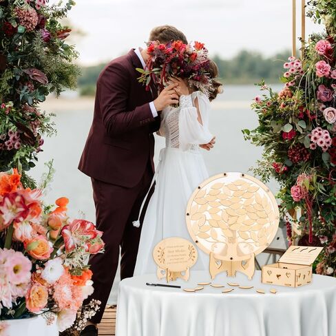 Wooden Wedding Guest Sign in Butterfly Frame Personalized Wedding Guest Book Alternative for Reception Ceremony Party, with Wooden Drop Box 80pcs Butterflies Guest Signing Directing Table Sign Pen in Kuwait