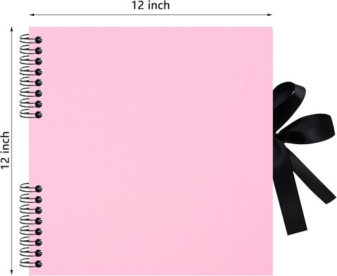 10×10 inch Scrapbook Photo Album DIY Picture Book 40 Pages, Thick Kraft Paper Scrap Book Album with Silk Ribbon Wedding Guest Book Memory Book for Baby, Family, Travel ((Black) in Saudi Arabia
