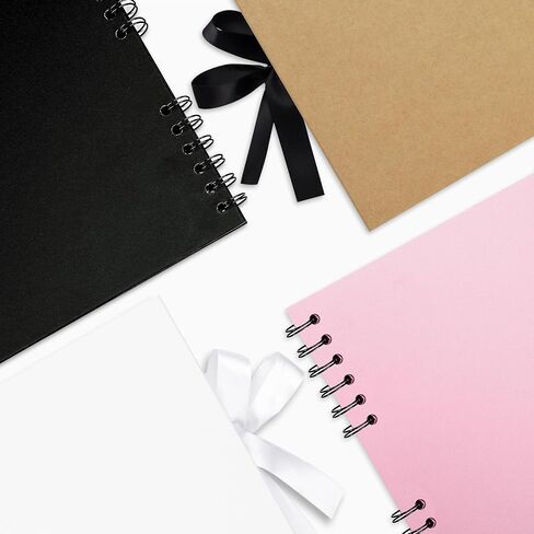 10×10 inch Scrapbook Photo Album DIY Picture Book 40 Pages, Thick Kraft Paper Scrap Book Album with Silk Ribbon Wedding Guest Book Memory Book for Baby, Family, Travel ((Black) in Saudi Arabia